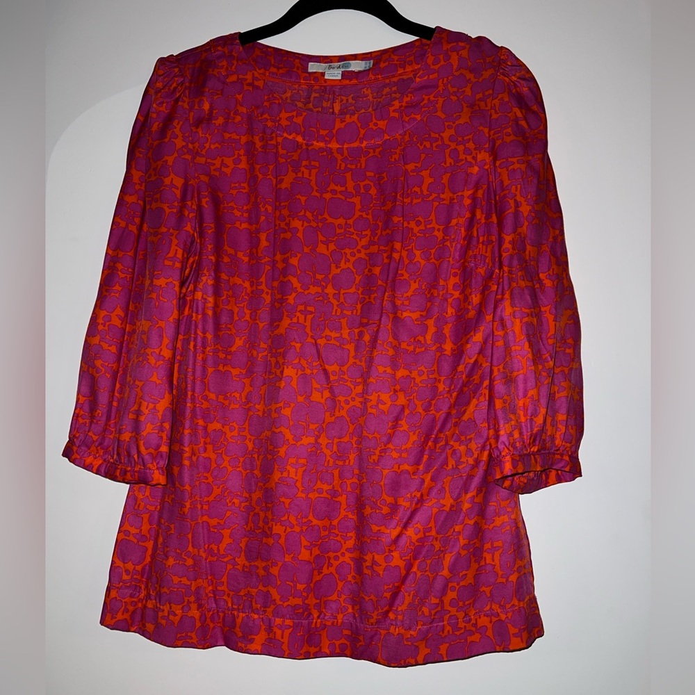 Boden size 6 pink and orange floral print silk and viscose blouse
